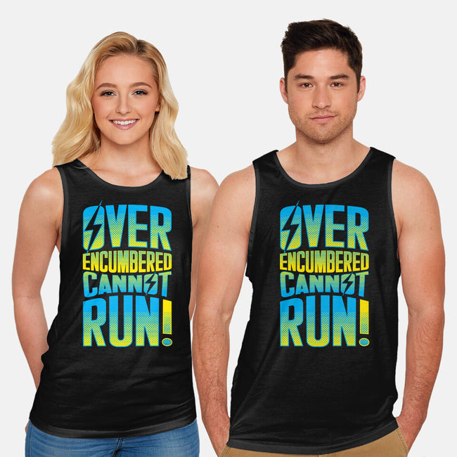 Overencumbered Cannot Run-Unisex-Basic-Tank-rocketman_art