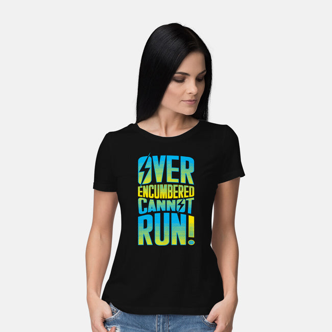 Overencumbered Cannot Run-Womens-Basic-Tee-rocketman_art