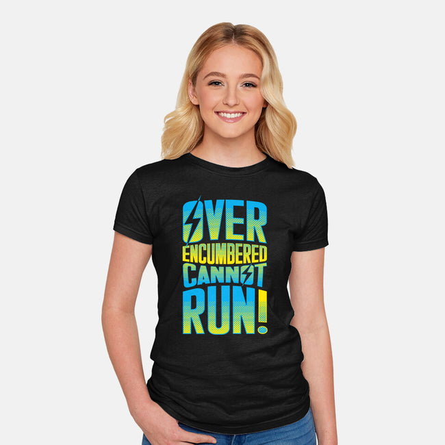 Overencumbered Cannot Run-Womens-Fitted-Tee-rocketman_art