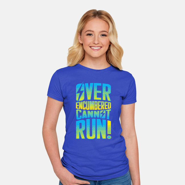 Overencumbered Cannot Run-Womens-Fitted-Tee-rocketman_art