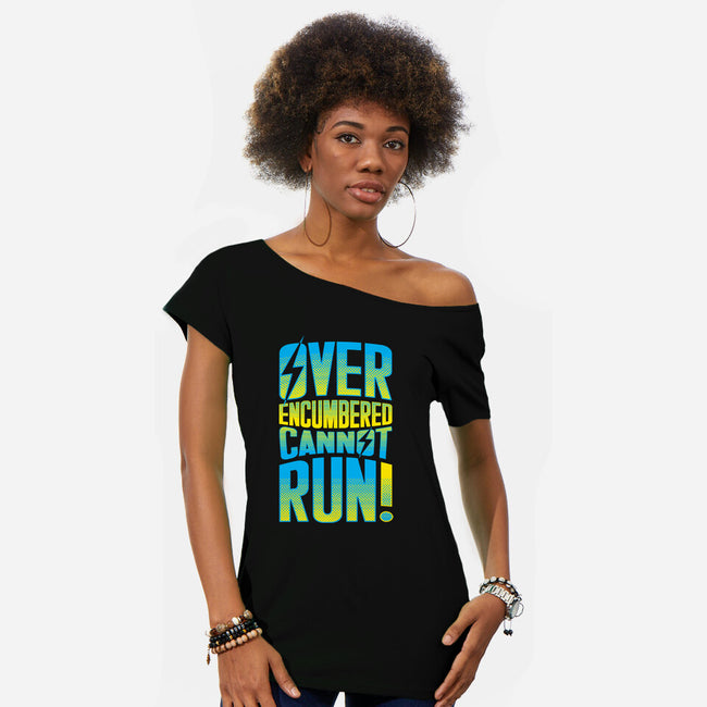 Overencumbered Cannot Run-Womens-Off Shoulder-Tee-rocketman_art