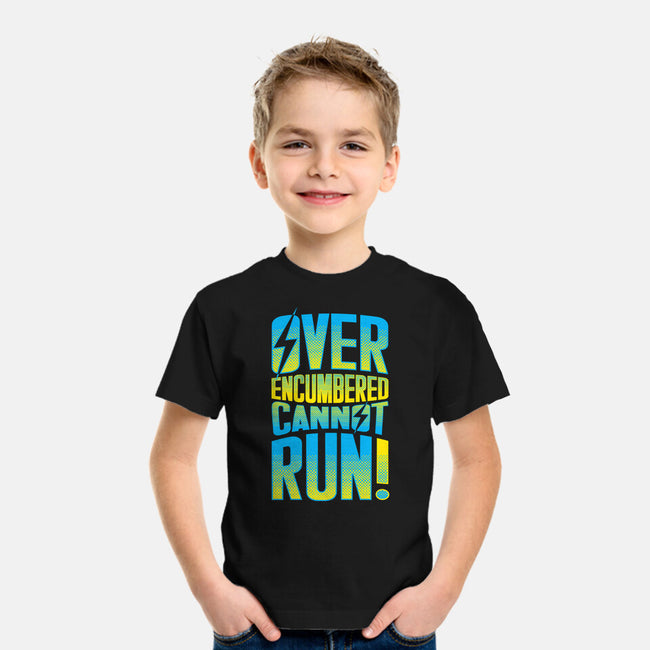 Overencumbered Cannot Run-Youth-Basic-Tee-rocketman_art