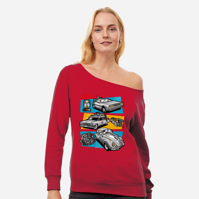 Fast And Curious Cars-Womens-Off Shoulder-Sweatshirt-Roni Nucleart