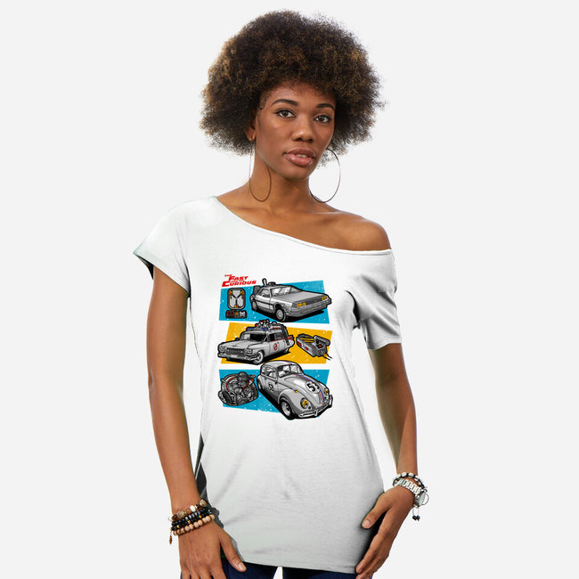 Fast And Curious Cars-Womens-Off Shoulder-Tee-Roni Nucleart