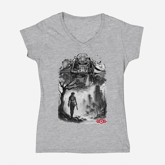 Welcome To The Wasteland-Womens-V-Neck-Tee-DrMonekers