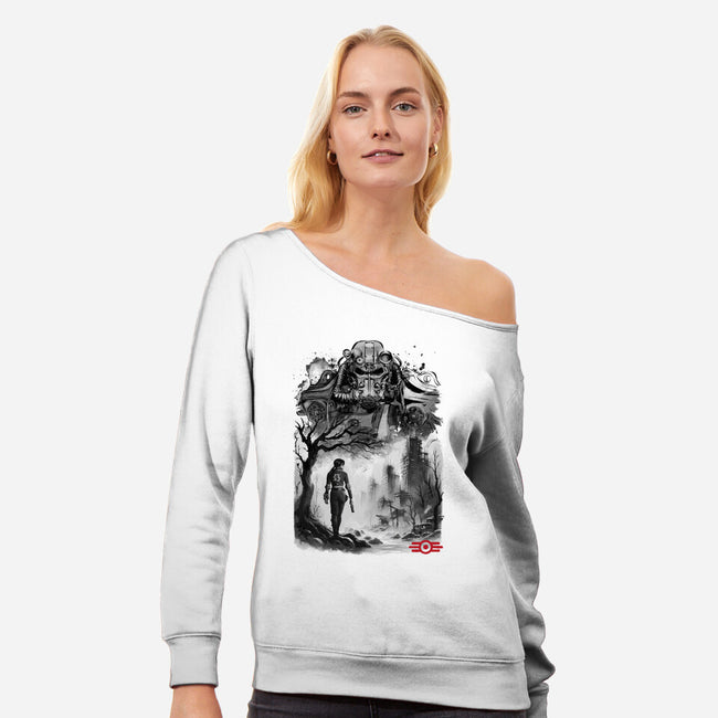 Welcome To The Wasteland-Womens-Off Shoulder-Sweatshirt-DrMonekers