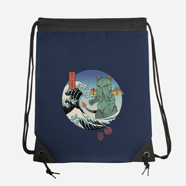 Great Cathulhu Wave-None-Drawstring-Bag-vp021