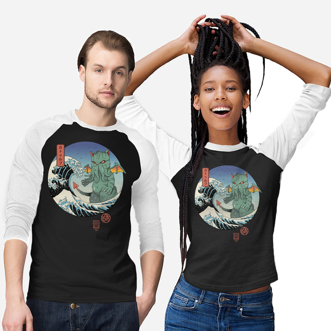 Great Cathulhu Wave-Unisex-Baseball-Tee-vp021