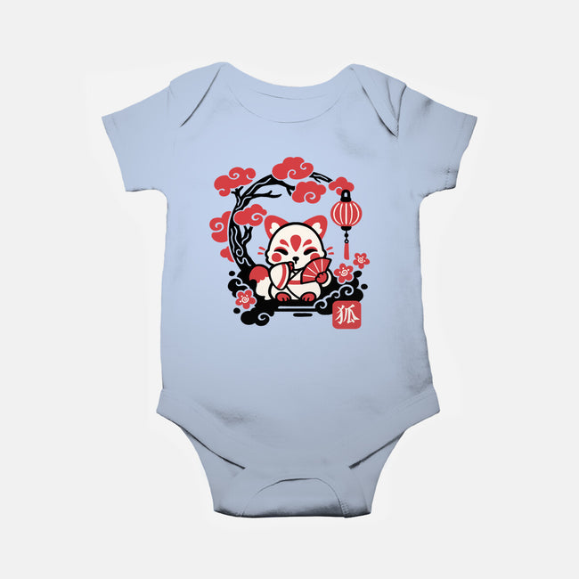 Kokeshi Kitsune-Baby-Basic-Onesie-NemiMakeit