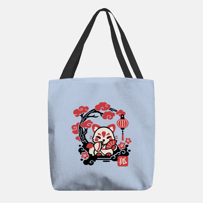 Kokeshi Kitsune-None-Basic Tote-Bag-NemiMakeit