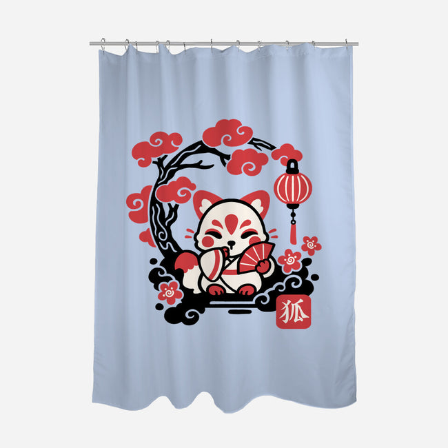 Kokeshi Kitsune-None-Polyester-Shower Curtain-NemiMakeit