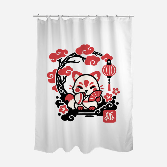 Kokeshi Kitsune-None-Polyester-Shower Curtain-NemiMakeit