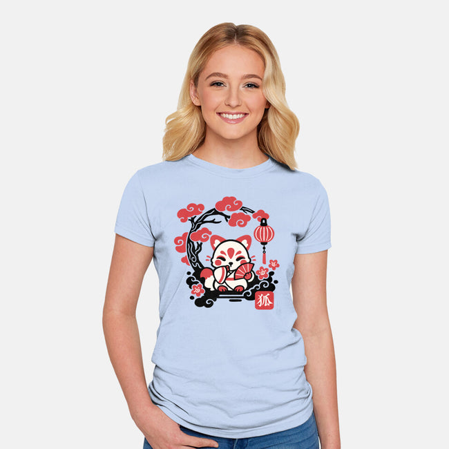 Kokeshi Kitsune-Womens-Fitted-Tee-NemiMakeit