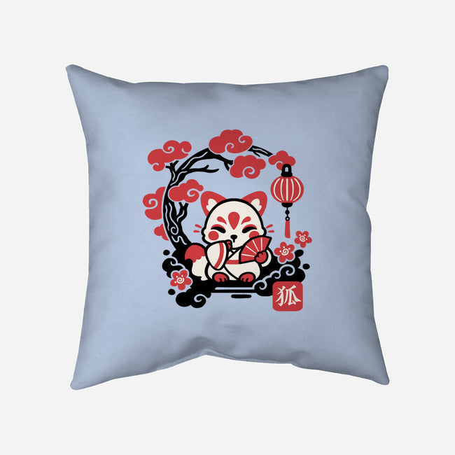 Kokeshi Kitsune-None-Non-Removable Cover w Insert-Throw Pillow-NemiMakeit