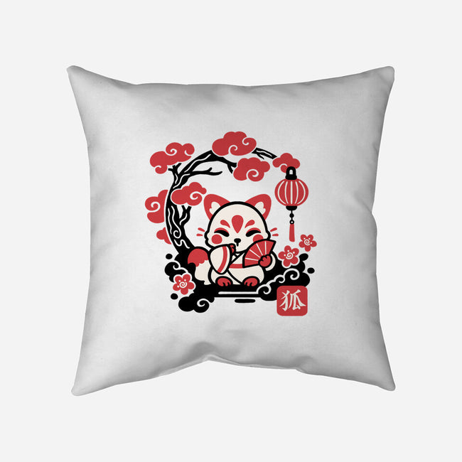 Kokeshi Kitsune-None-Non-Removable Cover w Insert-Throw Pillow-NemiMakeit