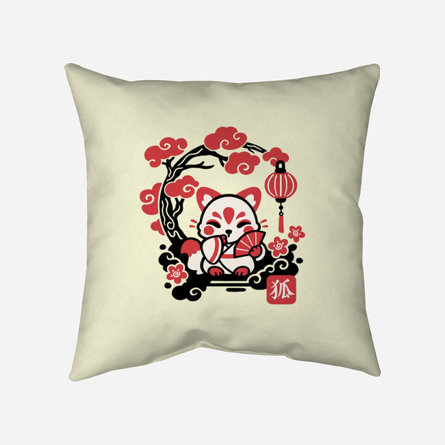 Kokeshi Kitsune-None-Removable Cover w Insert-Throw Pillow-NemiMakeit