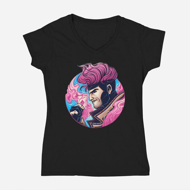 Master Of Cards-Womens-V-Neck-Tee-glitchygorilla