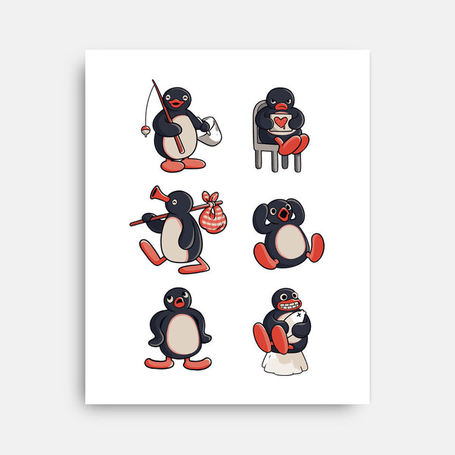 Penguin Moods-None-Stretched-Canvas-Arigatees