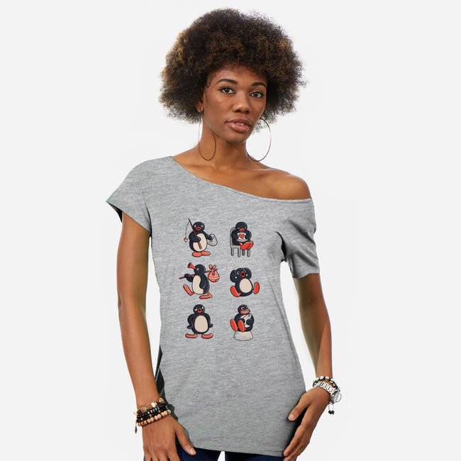 Penguin Moods-Womens-Off Shoulder-Tee-Arigatees