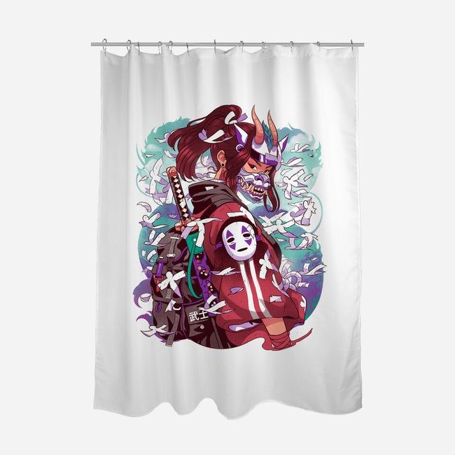 White Dragon Samurai-None-Polyester-Shower Curtain-Bruno Mota
