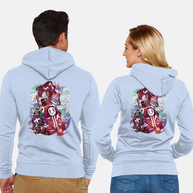 White Dragon Samurai-Unisex-Zip-Up-Sweatshirt-Bruno Mota