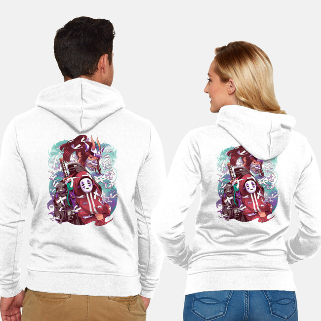 White Dragon Samurai-Unisex-Zip-Up-Sweatshirt-Bruno Mota