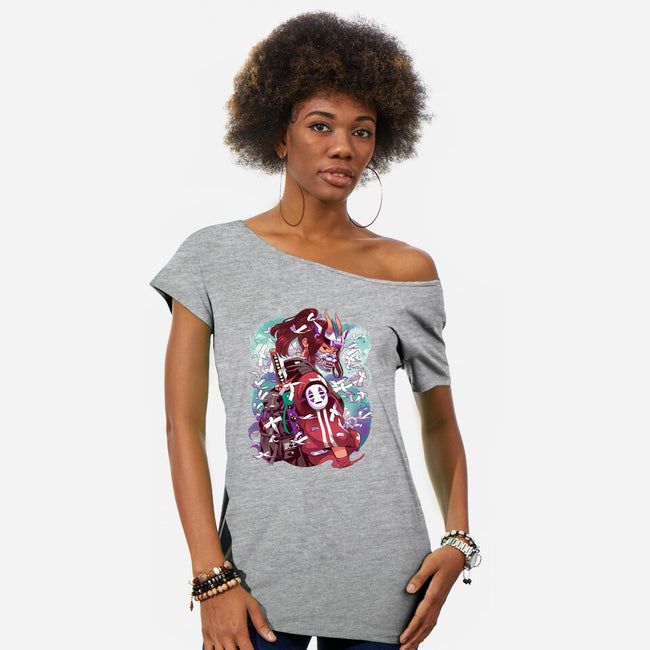 White Dragon Samurai-Womens-Off Shoulder-Tee-Bruno Mota