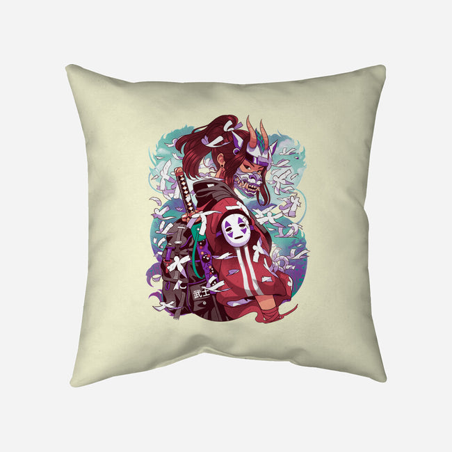 White Dragon Samurai-None-Non-Removable Cover w Insert-Throw Pillow-Bruno Mota