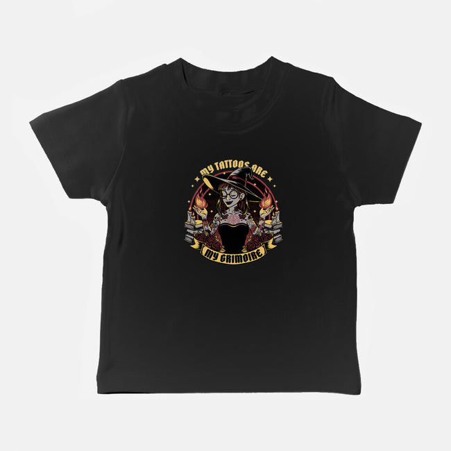 Witch Tattoo Grimoire-Baby-Basic-Tee-Studio Mootant