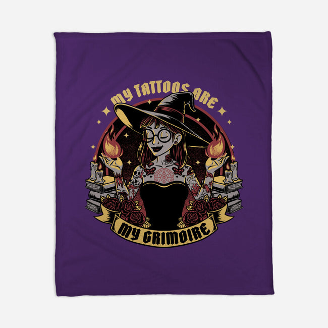 Witch Tattoo Grimoire-None-Fleece-Blanket-Studio Mootant