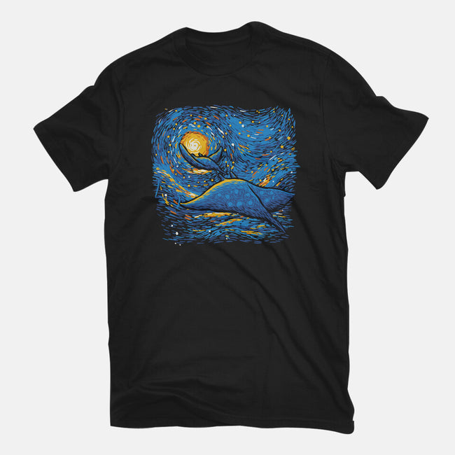 Starry Sky Sea Manta Ray-Womens-Fitted-Tee-tobefonseca