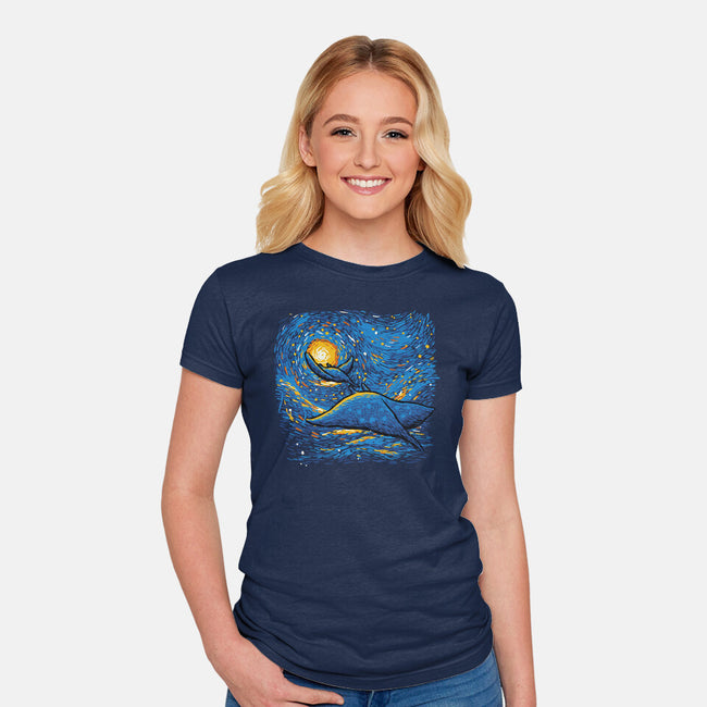 Starry Sky Sea Manta Ray-Womens-Fitted-Tee-tobefonseca