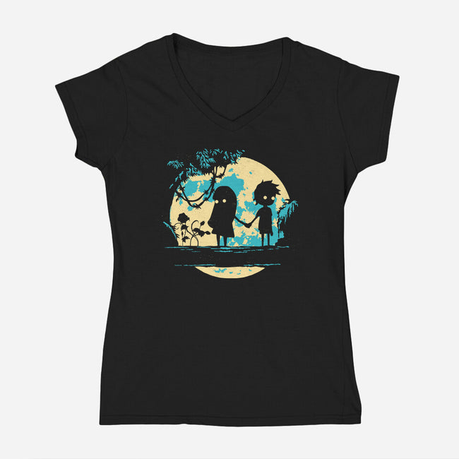 Limbo's Moon-Womens-V-Neck-Tee-Xentee