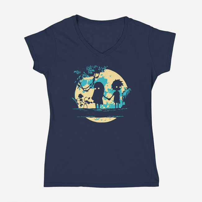 Limbo's Moon-Womens-V-Neck-Tee-Xentee