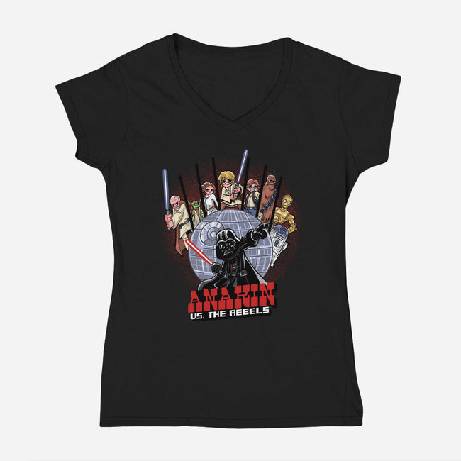 Anakin Vs The Rebels-Womens-V-Neck-Tee-zascanauta