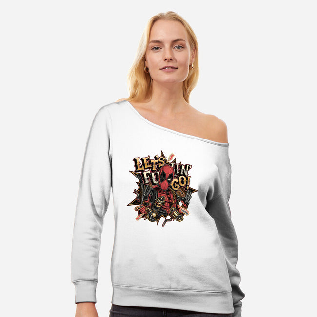 Let’s Freaking Go-Womens-Off Shoulder-Sweatshirt-glitchygorilla