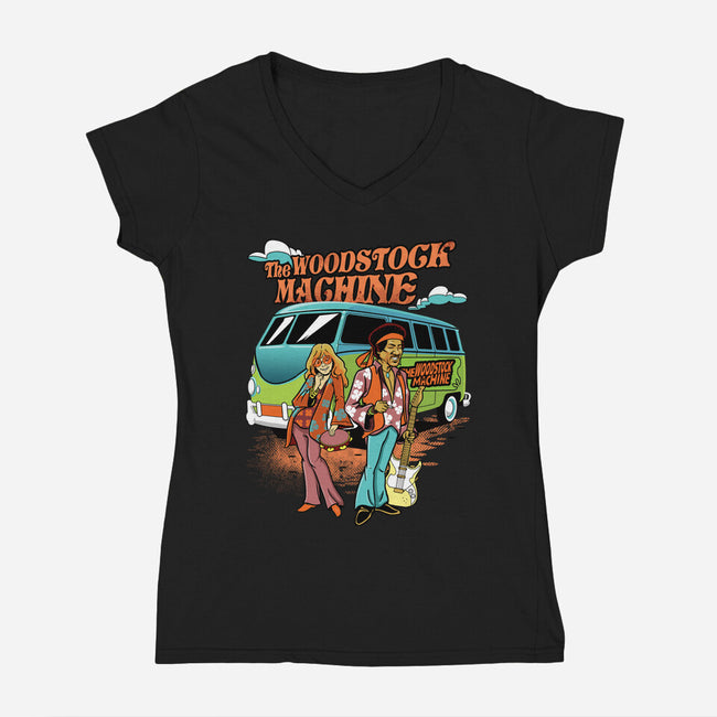 The Woodstock Machine-Womens-V-Neck-Tee-Roni Nucleart