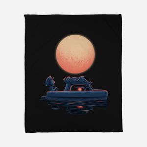 Boat Under The Moon-None-Fleece-Blanket-rmatix