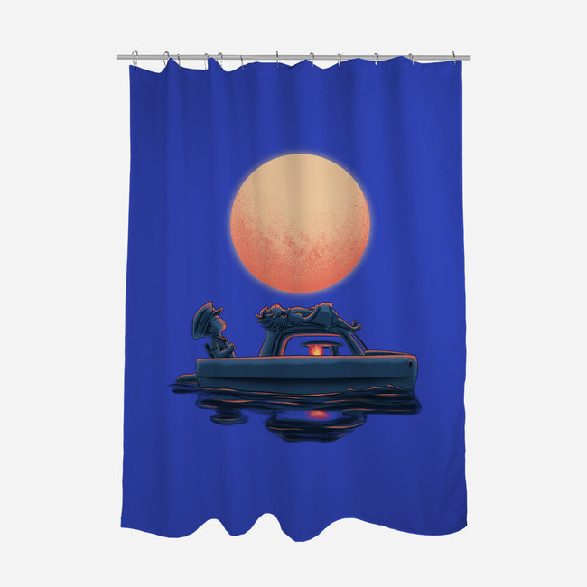 Boat Under The Moon-None-Polyester-Shower Curtain-rmatix