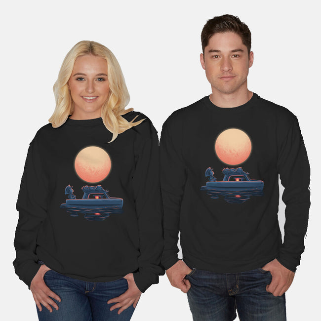 Boat Under The Moon-Unisex-Crew Neck-Sweatshirt-rmatix