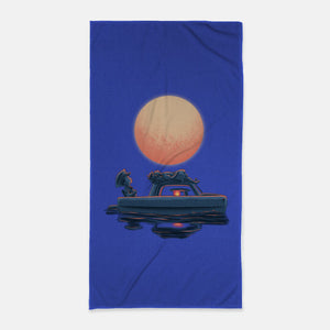 Boat Under The Moon-None-Beach-Towel-rmatix