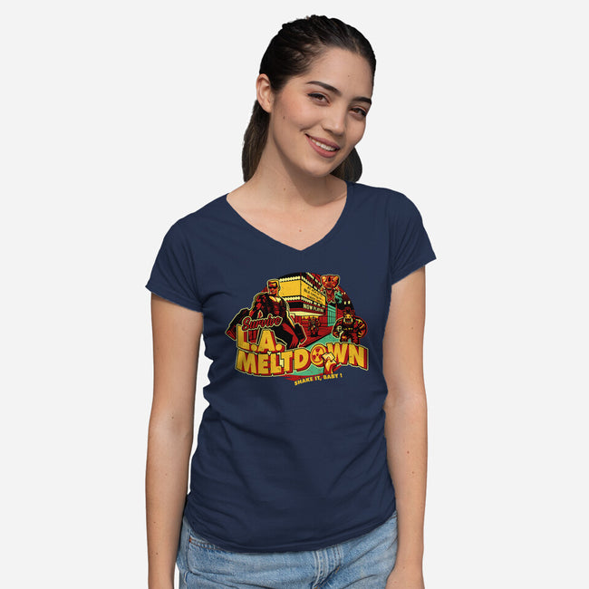 Survive LA Meltdown-Womens-V-Neck-Tee-daobiwan