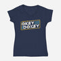 Okey Dokey Vault 33-Womens-V-Neck-Tee-rocketman_art