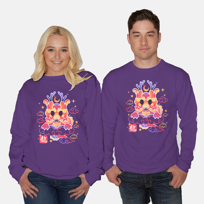 Kawaii Chinese Dragon-Unisex-Crew Neck-Sweatshirt-NemiMakeit