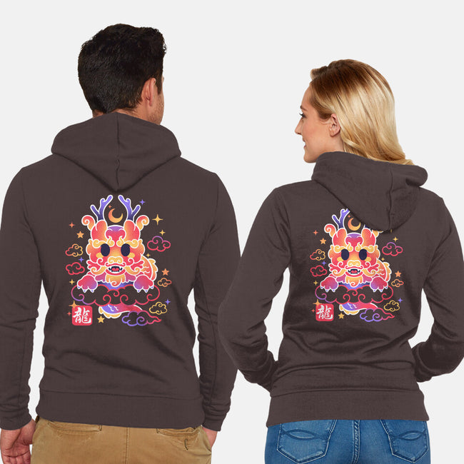 Kawaii Chinese Dragon-Unisex-Zip-Up-Sweatshirt-NemiMakeit