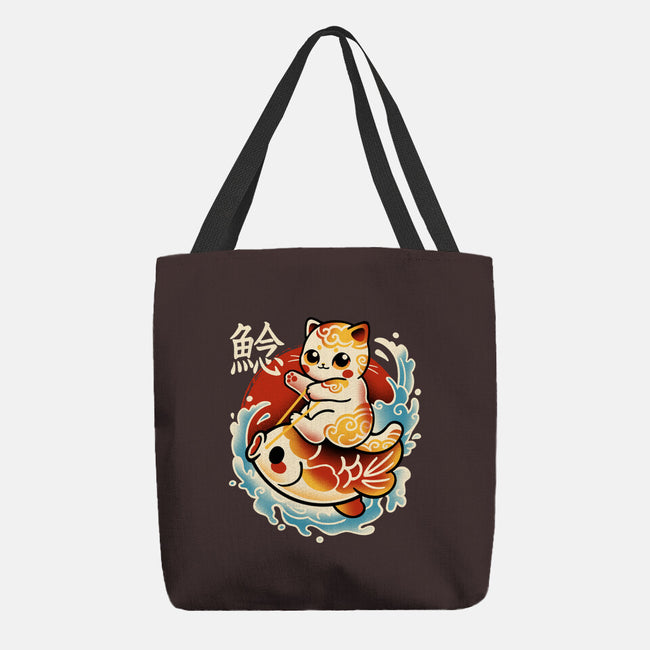 Neko Koi Fish Red Sun-None-Basic Tote-Bag-NemiMakeit