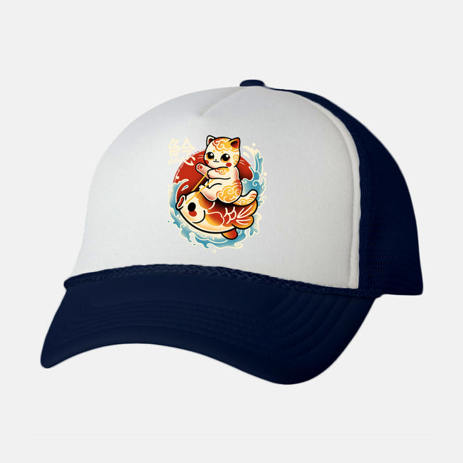 Neko Koi Fish Red Sun-Unisex-Trucker-Hat-NemiMakeit