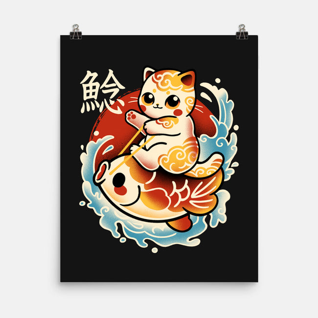 Neko Koi Fish Red Sun-None-Matte-Poster-NemiMakeit