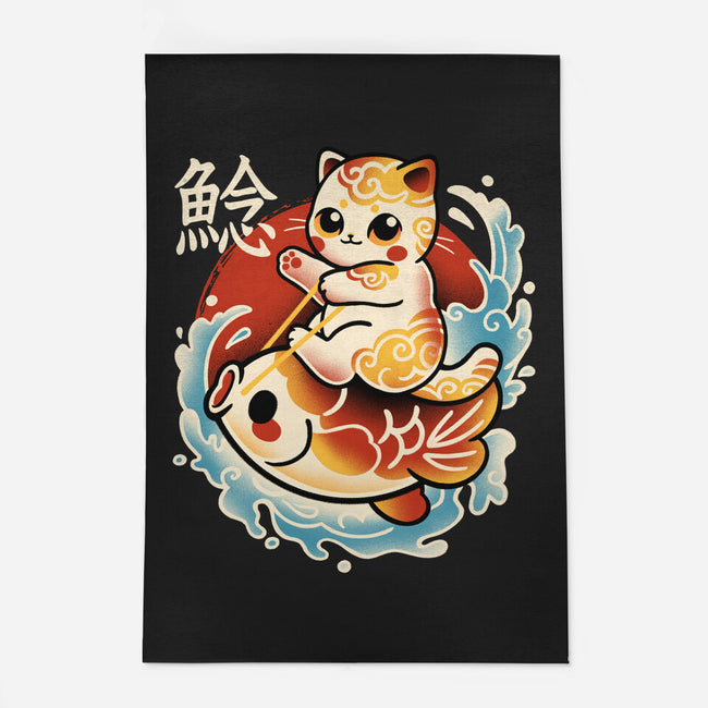 Neko Koi Fish Red Sun-None-Outdoor-Rug-NemiMakeit