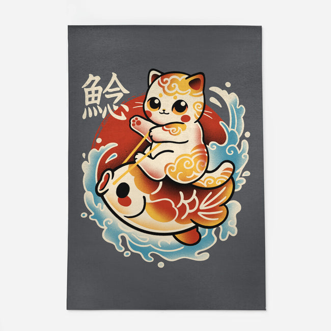 Neko Koi Fish Red Sun-None-Outdoor-Rug-NemiMakeit